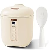 CHACEEF Mini Rice Cooker 2-Cups Uncooked, 1.2L Portable Non-Stick Small Travel Cooker, Smart Cont...