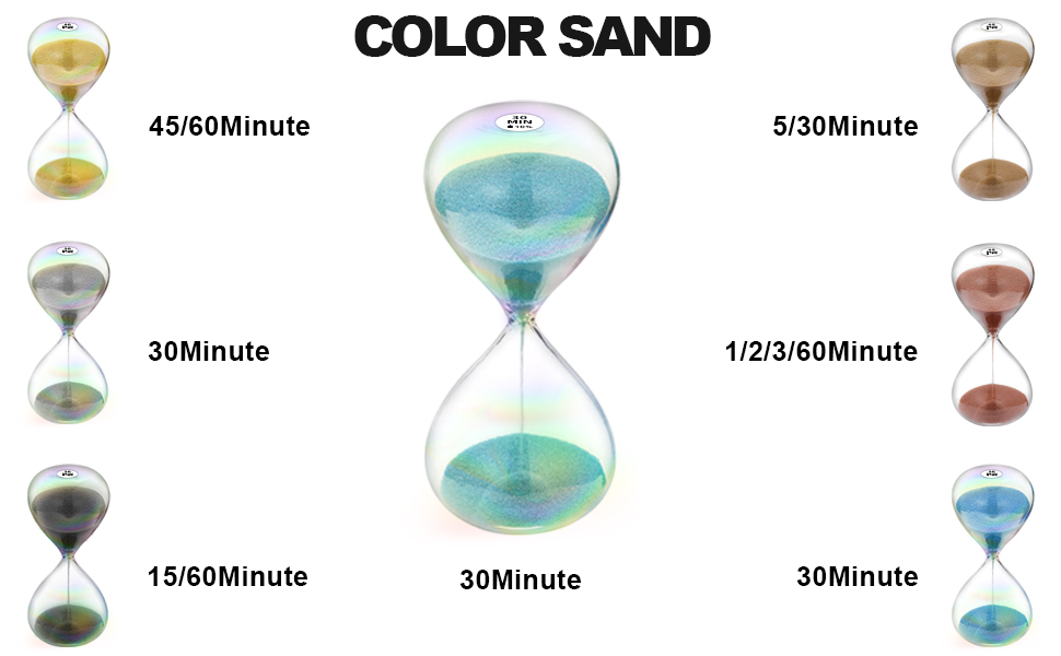 Hourglass timers with different colors and times give you more options
