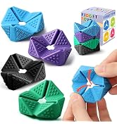 WSEJK Sensory Fidget Toys, 4PCS Textures Sensory Flip Cube Quiet, Silicone Anxiety Relief for Aut...