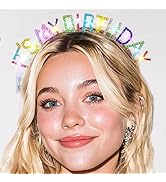 Aceorna Light Up Birthday Headband LED Rhinestones Crown Glitter Birthday Hair Accessories for Women