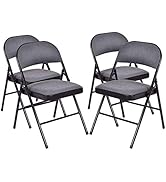 Giantex 4-Pack Folding Chairs, Fabric Dining Chair Set with Metal Frame, Padded Seat and Back, No...