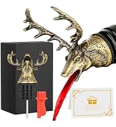 LULLEA Deer Head Liquor Pourers Spout, Deer Wine Bottle Pourer and Stopper for Wine Spirits, Stag...