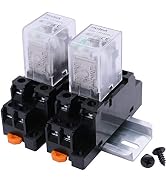 mxuteuk 2pcs JQX-13FL DC 24V Coil 8 Pin 10A DPDT LED Indicator Electromagnetic Power Relay, with ...