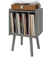 Record Player Stand, Vinyl Record Storage Table with 4 Cabinet, Mid Century Modern Turntable Stan...