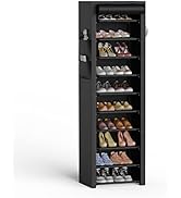 VTRIN Vertical Narrow Shoe Rack Organizer Tall Shoe Rack for Closet Entryway 10 Tier Non-Woven Co...