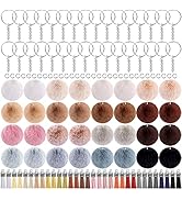 BQTQ 160 Pieces Keychain Pom Pom Tassel Set Fluffy Pom Pom Balls Key Ring Faux Fur Pom Pom for Ha...
