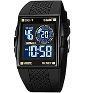 FANMIS Men's Rectangle Dial Sports Wrist Watches with 7 Colors Optional LED Backlight Multifuncti...