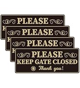Anobell 4 Pack Please Keep Gate Closed Sign 8x3 Inch Aluminum Self-Adhesive Please Close Gate Sig...