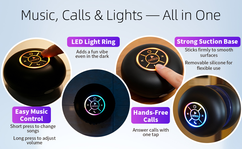 Luzsco Bluetooth Shower Speaker with LED