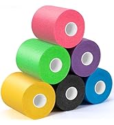 Upgraded 6 Pack Pre Wrap Athletic, Multi Color Prewrap Athletic Tape for Hair Soccer, Soccer Spor...