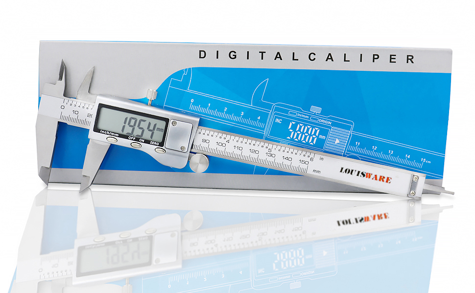 LOUISWARE Digital Caliper 6 Inch Micrometer Vernier Calipers Stainless Steel Caliper Measuring Tool