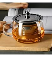 PARACITY Tea Cup with Infuser and lid, Glass Tea Cup of Heat Resistant Glass, 13oz Tea Mug, Clear...
