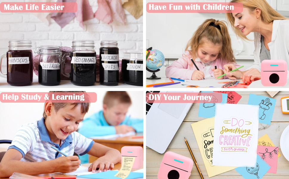 Pink Inkless Mini Printer Application