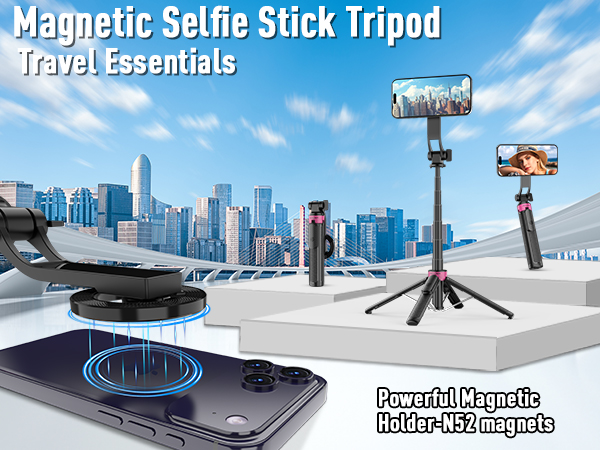 Magnetic Selfie Stick Tripod with Remote