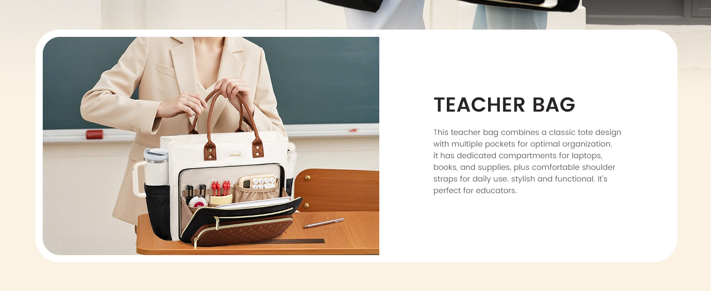 LOVEVOOK Teacher Laptop Tote Bag for Women Nurse Work With Large Cup Holder Computer Purses