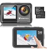 Icefox Action Camera 5K 30FPS 20MP with Touch Screen, EIS 4X Zoom Adjustable View Angle, 98FT 30M...