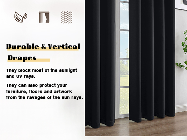 black curtains