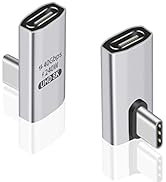 Duttek USB C 90 Degree Adapter 240W (2 Pank), 90 Degree USB C Adapter Male to Female Adapter with...