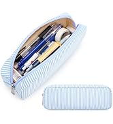 E-Tree Striped Pencil Case, Cute Pen Bag, Office College Small Storage Bag Holder Box, Makeup Bru...