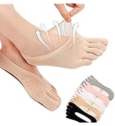 5 Pairs Women Orthopedic Compression Toe Socks, Full Toe Yoga Sock with Gel Tab, Soft Breathable ...