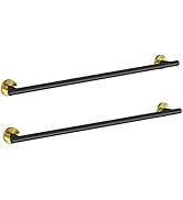 Cilee 2 Pieces Black and Gold Towel Bar Bathroom Towel Bar, 24 Inch Double Towel Racks,Bathroom T...