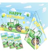 Pymurod Tractor Birthday Decorations 3pcs Tractor Party Tablecloths Birthday Table Cover for Boys...