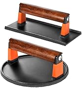 GGC Cast Iron Burger Press Kit, 10" Round and 8"x4" Rectangle Smash Burger Press Set for Grill an...