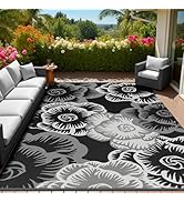 MontVoo Outdoor Rug-Waterproof Patio Rug Mat 5x8 ft Outdoor Carpet Mat Reversible Plastic Straw O...