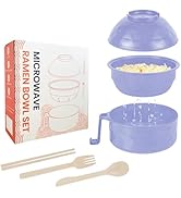 RORBAM Microwave Ramen Cooker,Ramen Bowl Set,Microwave Noodle Bowl With Chopsticks and Spoon, Col...