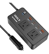 200W Car Power Inverter, YSOLX Car Inverter 12V to 110V with USB-Fast Charging(24W), Dual AC Car ...