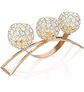 GOTOTOP Crystal Candle Holders,3 Crystal Pillar Candlestick,Coffee Table Decorative Centerpieces ...