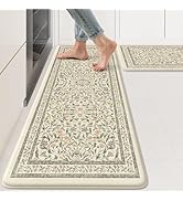 KIMODE Anti Fatigue Kitchen Mats for Floor, Boho Floral Kitchen Rugs Sets of 2, Cushioned Kitchen...
