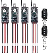 Meskliu 12V Mini Remote Control Switch,4 Way 1 Channel Wireless Switch,DC 5V/12V/24V/ 5A Relay wi...