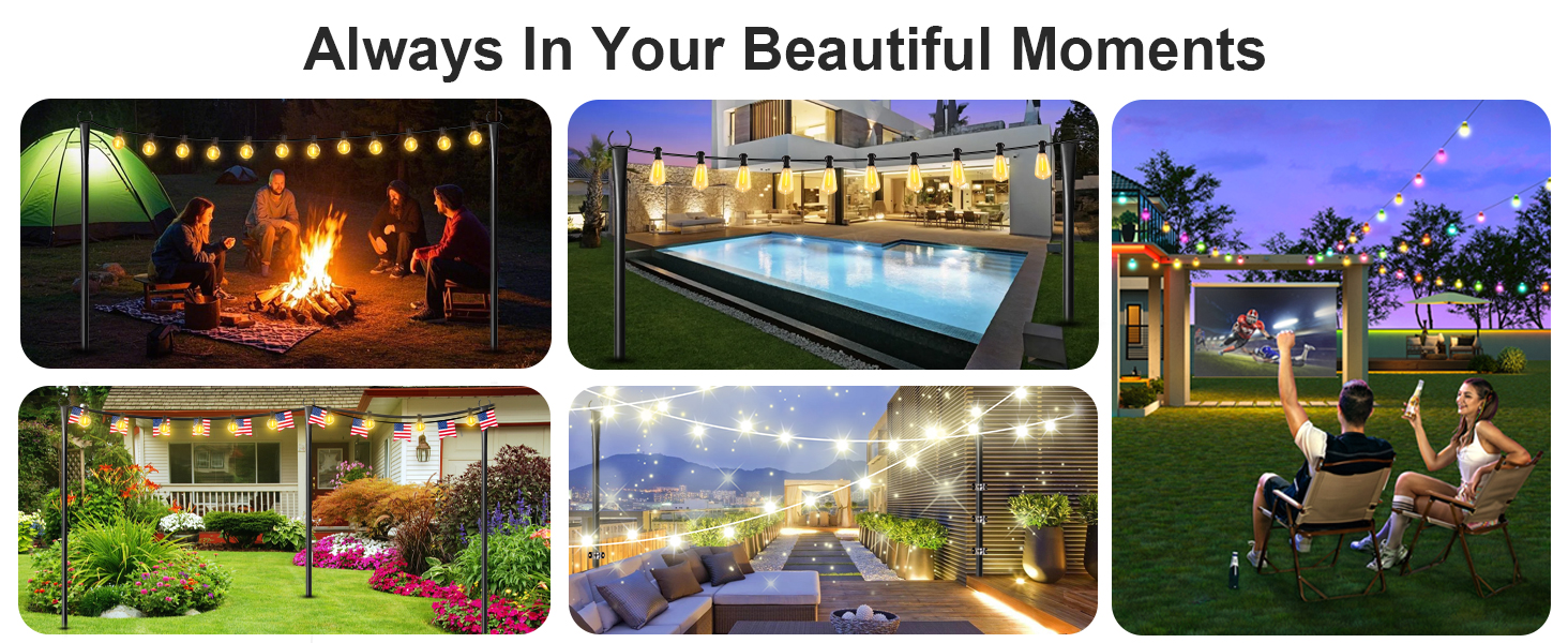 string light poles for outside