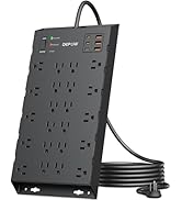 DEPOW Surge Protector Power Strip, 6.5FT Long Flat Plug Extension Cord with 22 AC Outlets (1875W/...