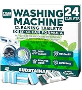 Sudstainables Washing Machine Cleaner Tablets (24-Pack) – Deep Clean Odor &amp; Residue Remover for F...