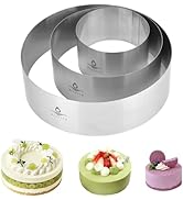 Hilstita 3Pcs Cake Molds for Baking, Stainless Steel Mousse Cake Rings, Mousse Ring Mold Round fo...