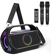 Bass Wireless Bluetooth Speaker 100W,with Karaoke Machine +2 Wireless Microphones + Remote Contro...
