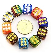SmartDealsPro 10-Pack D6 Six Sided 16mm Dice Die for DND, MTG, RPG, Tenzi, Yahtze, Bunco, Table B...
