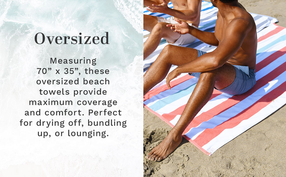pink coral teal towel beach pool large oversized extra thick premium cabana soft hotel plush stripe