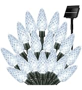 White C6 Solar Christmas Lights Outdoor, 22.64ft 50 LED Solar String lights Waterproof IP65, 8 Mo...