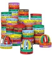 LVNRIDS 77 Pieces Bible Verse Bracelets Bulk Religious Christian Silicone Wristbands Rubber Brace...