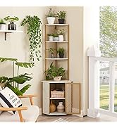 VECELO Corner Shelf, 63 Inch Tall Storage Cabinet, 5-Tier Bookshelf Display Shelves Rack for Livi...