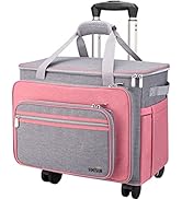 FINESUN Sewing Machine Case with Wheels, Foldable Deluxe Rolling Sewing Machine Carrying Bag for ...