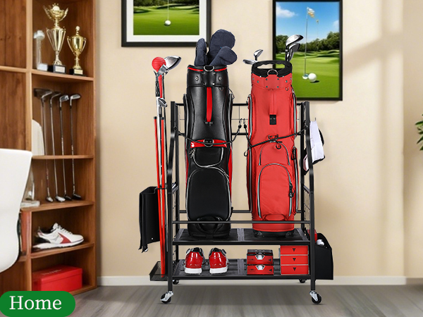 Golf Bag Storage Rack for Garage, Golf Bag Organizer and Golf Accessories, Golf Bag Storage Stand