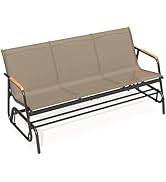 YITAHOME 3-Seat Patio Glider Bench, Porch Swing with Breathable Mesh Textilene Fabric, Brown