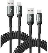 USB to USB C Cable [2Pack 3FT] Coiled USB C Cable Fast Charging 60W, USB A to USB C Cable for Car...