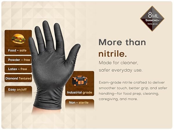 Exam-grade nitrile deliver smoother touch better grip safer handling food prep cleaning caregiving