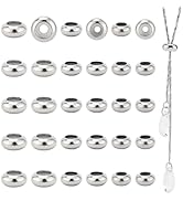PH PandaHall 304 Stainless Steel Slider Beads 30pcs Stopper Beads 7mm 8mm 10mm Adjustable Beads S...