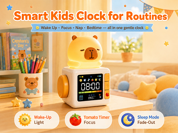 Capybara Kids Alarm Clock with Night Light 600*450-1